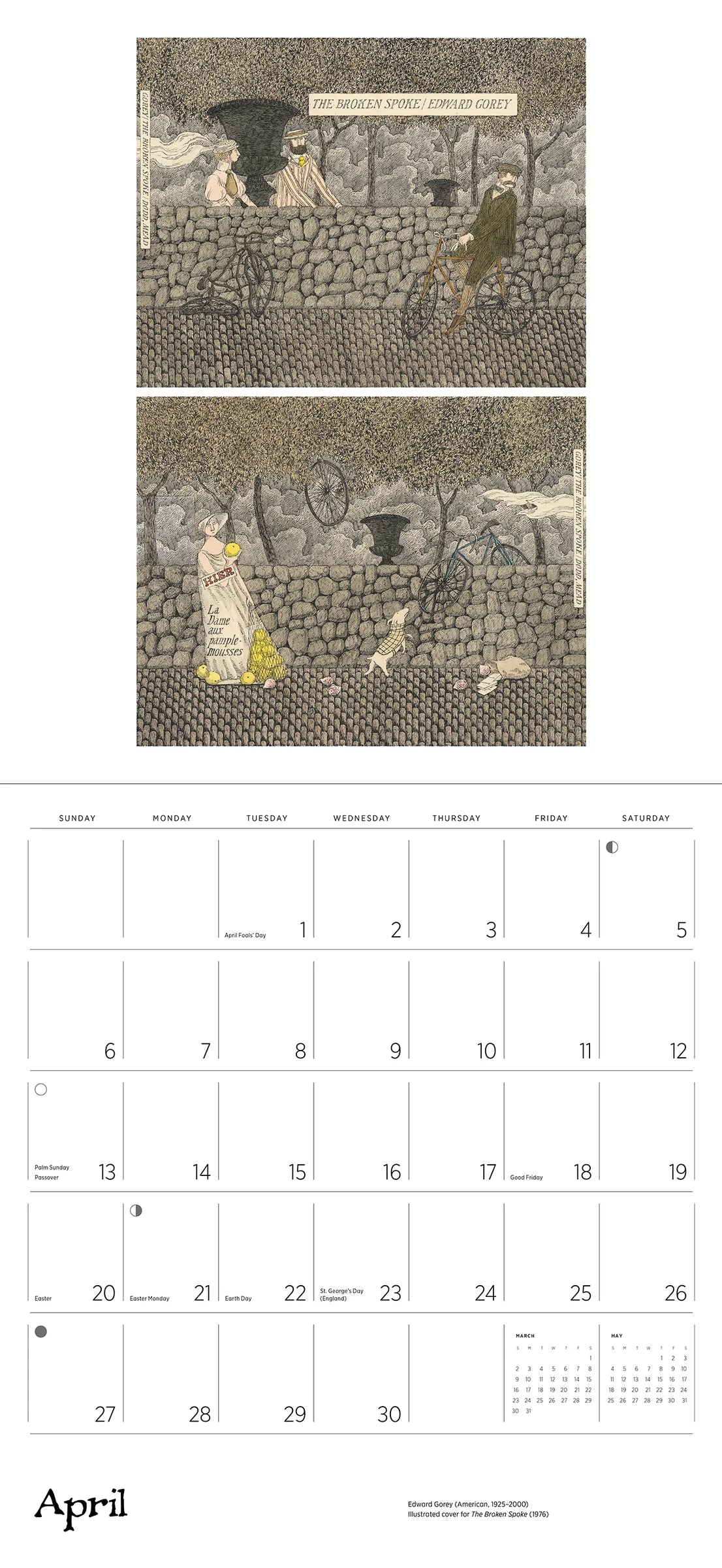 2025 Edward Gorey Wall Calendar (Dinged Corner)