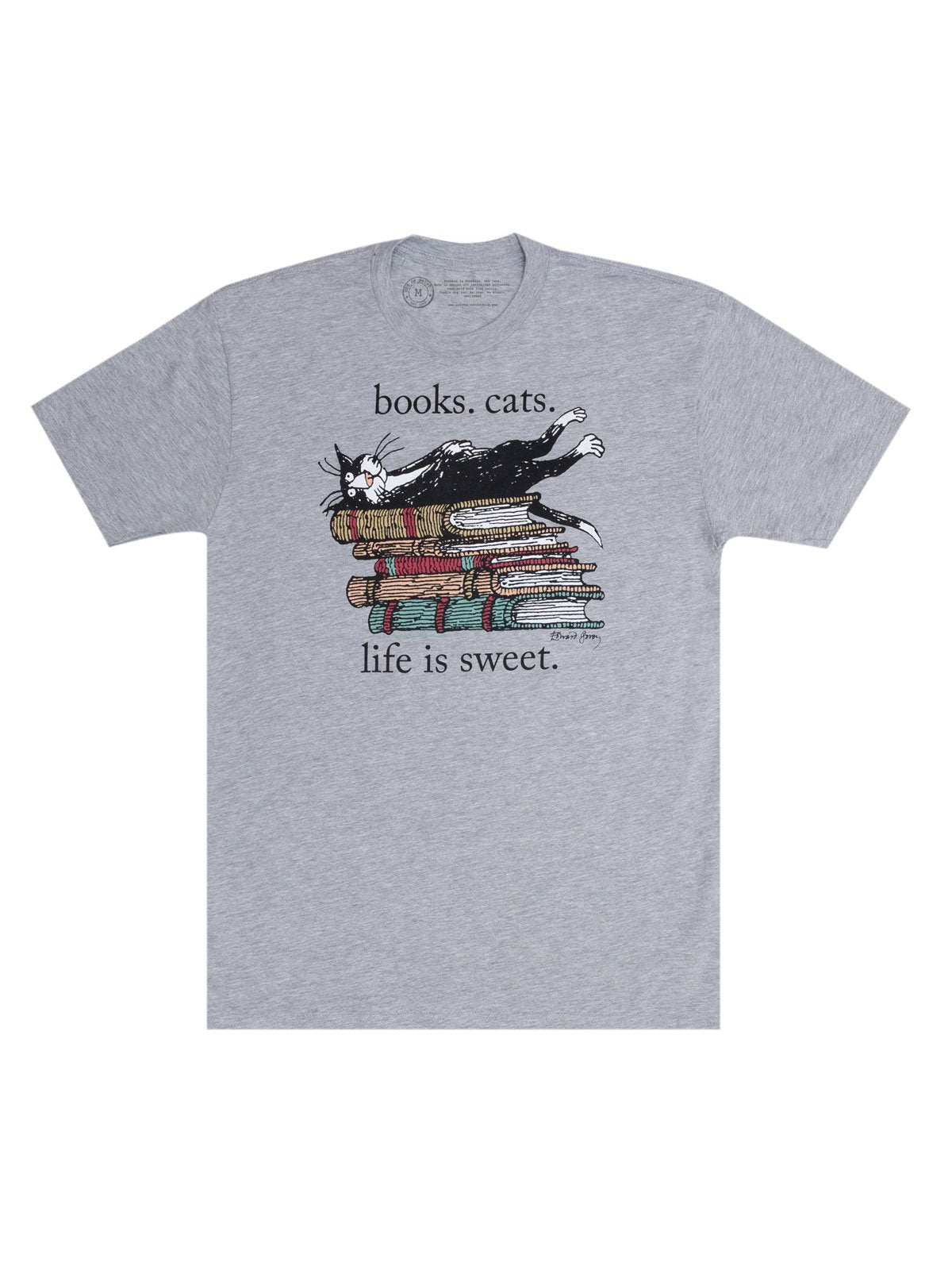 Books. Cats. Life is Sweet. T-Shirt - GoreyStore